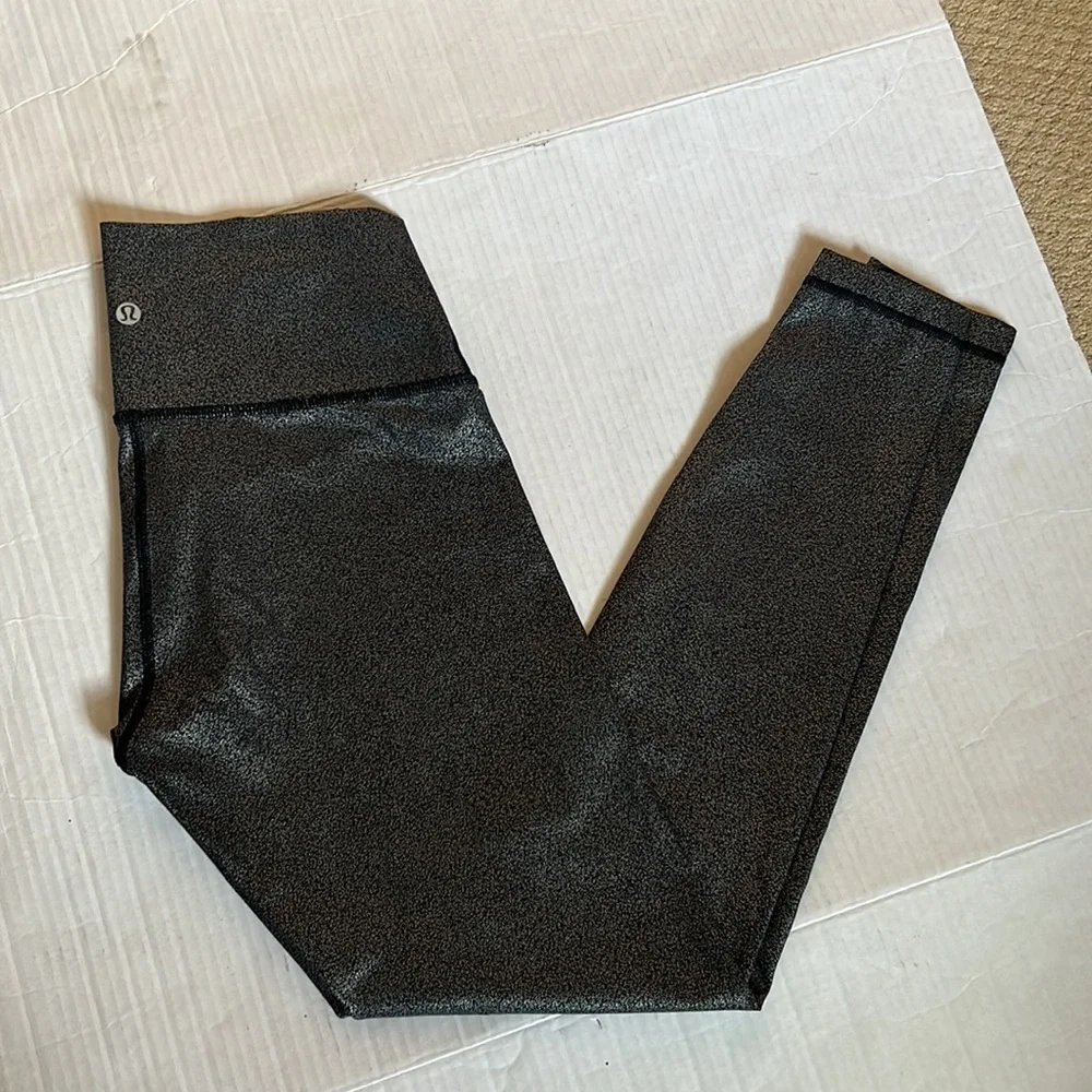 High-Rise Metallic Charcoal Leggings
